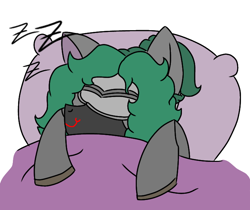 Size: 720x606 | Tagged: safe, artist:thomas.senko, derpibooru import, oc, oc:thomas senko, cyclops, earth pony, pony, robot, robot pony, g4, green hair, happy, male, simple background, sleeping, sleepy, solo, stallion, white background