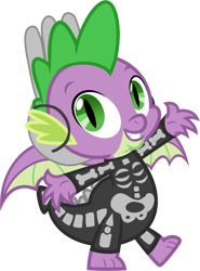 Size: 1827x2472 | Tagged: safe, artist:tylerajohnson352, derpibooru import, spike, dragon, g4, bone, clothes, costume, cute, male, onesie, simple background, skeleton, skeleton costume, skull mask, solo, solo male, spikabetes, transparent background, winged spike, wings