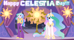 Size: 3776x2084 | Tagged: safe, artist:shieldwingarmorofgod, derpibooru import, princess celestia, principal celestia, alicorn, human, equestria girls, g4, celestia day, female