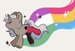 Size: 1280x868 | Tagged: safe, artist:yun_nhee, derpibooru import, oc, oc only, unicorn, chibi, clothes, commission, eyeshadow, genderqueer pride flag, grey hair, horn, makeup, male, pansexual pride flag, pride, pride flag, simple background, smiling, socks, solo, sparkles, stallion, unicorn oc, white background, ych result