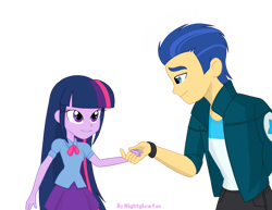 Size: 828x639 | Tagged: safe, artist:nightglowfan, flash sentry, twilight sparkle, human, equestria girls, female, flashlight, male, shipping, simple background, straight, transparent background