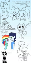 Size: 827x1655 | Tagged: safe, artist:rai2n, rainbow dash, soarin', human, pegasus, pony, equestria girls, female, male, mare, shipping, sketch, soarindash, stallion, straight