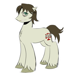Size: 894x894 | Tagged: safe, artist:0liiver, derpibooru import, earth pony, pony, balance scale, facial scar, mark hoffman, ponified, saw (movie), scar, simple background, solo, species swap, white background