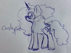 Size: 2290x1732 | Tagged: safe, artist:thesilvercatt, derpibooru import, oc, oc only, oc:candypie, pony, unicorn, female, horn, mare, pen drawing, photo, sketch, solo, traditional art, unicorn oc