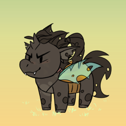 Size: 1080x1080 | Tagged: artist needed, safe, derpibooru import, oc, oc only, oc:dima, changeling, pony, brown changeling, changelingified, gradient background, solo, species swap