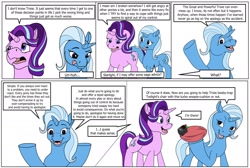 Size: 2400x1612 | Tagged: safe, artist:termyotter, derpibooru import, starlight glimmer, trixie, pony, unicorn, atg 2024, comic, female, horn, mare, newbie artist training grounds, whoopee cushion