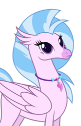 Size: 1451x2242 | Tagged: safe, derpibooru exclusive, derpibooru import, silverstream, adult, female, folded wings, older, older silverstream, simple background, solo, tall, white background, wings