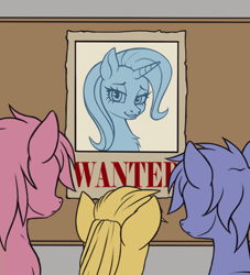 Size: 600x660 | Tagged: safe, artist:zetamad, derpibooru import, trixie, oc, pony, unicorn, atg 2024, horn, newbie artist training grounds, wanted poster