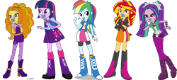 Size: 12727x5729 | Tagged: safe, artist:mixiepie, derpibooru import, adagio dazzle, aria blaze, rainbow dash, sunset shimmer, twilight sparkle, human, equestria girls, g4, 1000 years in photoshop, gag, simple background, tape, tape gag, transparent background