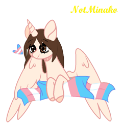 Size: 797x820 | Tagged: safe, artist:notminako, oc, alicorn, solo, transgender pride flag