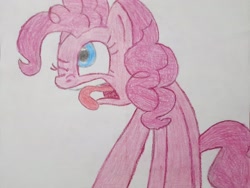 Size: 3264x2448 | Tagged: safe, artist:dev-rogelis, derpibooru import, pinkie pie, earth pony, g4, colored sketch, drawing, female, sketch, solo, tongue, tongue out, traditional art