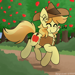 Size: 3000x3000 | Tagged: safe, artist:nordicgoat, derpibooru import, braeburn, earth pony, g4, happy, male, solo, stallion, tree