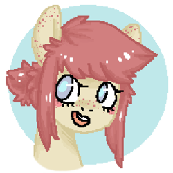 Size: 600x600 | Tagged: safe, artist:broccolidad, derpibooru import, oc, oc only, pony, bust, digital art, open mouth, open smile, pixel art, portrait, simple background, smiling, solo, transparent background