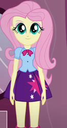 Size: 490x936 | Tagged: safe, artist:qbert2kcat, derpibooru import, fluttershy, equestria girls, g4, boots, clothes, clothes swap, high heel boots, shirt, shoes, skirt, solo