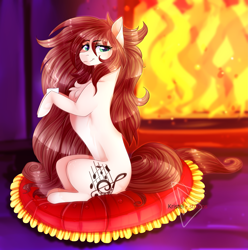 Size: 4507x4550 | Tagged: safe, artist:krissstudios, derpibooru import, oc, earth pony, pony, absurd resolution, female, fireplace, mare, solo