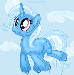 Size: 1083x1100 | Tagged: safe, artist:jennieoo, derpibooru import, trixie, inflatable pony, pony, unicorn, g4, floating, gift art, horn, inflatable, inflatable toy, parade balloon, patreon, patreon reward, rubber, show accurate, sky, smiling, solo