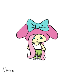 Size: 1280x1280 | Tagged: safe, artist:wrath-marionphauna, derpibooru import, part of a set, fluttershy, equestria girls, g4, chibi, hat, my melody, sanrio