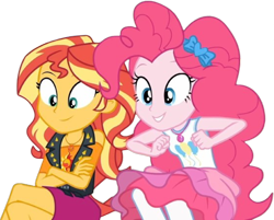 Size: 3134x2520 | Tagged: safe, derpibooru import, edit, edited screencap, editor:homersimpson1983, screencap, pinkie pie, sunset shimmer, human, choose your own ending, equestria girls, g4, sock it to me, duo, duo female, female, not a vector