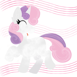 Size: 2198x2199 | Tagged: safe, artist:cinematic-fawn, derpibooru import, sweetie belle, pony, unicorn, g4, eyes closed, horn, lineless, open mouth, open smile, singing, smiling, solo