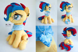 Size: 2500x1666 | Tagged: safe, artist:meplushyou, derpibooru import, oc, oc:mikaela, earth pony, pony, cd, female, glasses, irl, mare, photo, plushie, solo