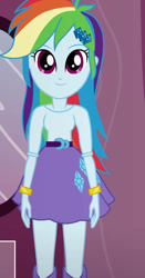 Size: 490x936 | Tagged: safe, artist:qbert2kcat, derpibooru import, rainbow dash, equestria girls, g4, belt, clothes, clothes swap, rainbow fash, shirt, skirt, solo