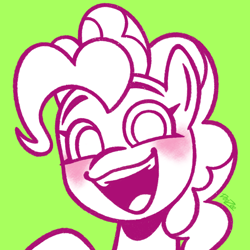 Size: 2000x2000 | Tagged: safe, artist:doozoo, derpibooru import, pinkie pie, earth pony, pony, g4, bust, female, green background, high res, mare, open mouth, open smile, portrait, simple background, smiling, solo