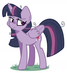 Size: 1648x1808 | Tagged: safe, artist:kindakismet, derpibooru import, mean twilight sparkle, alicorn, pony, g4, the mean 6, angry, folded wings, grass, scowl, simple background, solo, white background, wings