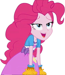 Size: 2181x2520 | Tagged: safe, derpibooru import, edit, edited screencap, editor:homersimpson1983, screencap, pinkie pie, human, equestria girls, g4, arms, background removed, bracelet, clothes, eyelashes, female, hand, happy, jewelry, lidded eyes, long hair, not a vector, open mouth, open smile, shirt, short sleeves, sigh, simple background, skirt, smiling, solo, teenager, teeth, tongue, transparent background, vest