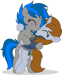 Size: 4147x5000 | Tagged: safe, artist:jhayarr23, derpibooru import, oc, oc only, oc:homage, oc:littlepip, pony, unicorn, fallout equestria, blushing, butt, commission, commissioner:solar aura, cute, duo, duo female, eyes closed, female, horn, kissing, lesbian, oc x oc, plot, ship:pipmage, shipping, simple background, transparent background