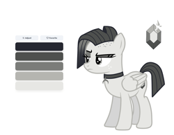 Size: 1475x1153 | Tagged: safe, artist:messy sketch, derpibooru import, oc, oc only, oc:luster fade, pegasus, pony, black, black and white, collar, folded wings, grayscale, monochrome, simple background, white, white background, wings