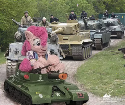 Size: 602x506 | Tagged: safe, derpibooru import, edit, pinkie pie, fursuit, leopard 1, m4 sherman, tank (vehicle), tiger (tank)