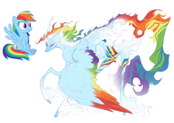 Size: 1754x1240 | Tagged: safe, artist:teazynekit, derpibooru import, rainbow dash, dracony, dragon, hybrid, pegasus, pony, colored wings, female, mare, multicolored wings, rainbow wings, redesign, simple background, solo, white background, wings