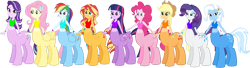 Size: 3847x1054 | Tagged: safe, artist:invisibleink, artist:tylerajohnson352, derpibooru import, applejack, fluttershy, pinkie pie, rainbow dash, rarity, starlight glimmer, sunset shimmer, trixie, twilight sparkle, centaur, ponytaur, taur, equestria girls, g4, beautiful, centaur pie, centaur twilight, centaurdash, centaurified, centaurity, centaurjack, centaurshy, cute, hooves, humane five, humane seven, humane six, simple background, species swap, tail, transparent background, wings