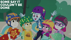 Size: 2000x1125 | Tagged: safe, derpibooru import, edit, edited screencap, editor:quoterific, screencap, gallop j. fry, rainbow dash, better together, equestria girls, g4, sic skateboard