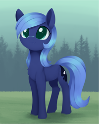 Size: 1675x2092 | Tagged: safe, artist:dusthiel, derpibooru import, princess luna, earth pony, pony, earth pony luna, female, mare, outdoors, race swap, solo