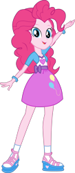 Size: 2132x4905 | Tagged: safe, artist:octosquish7260, derpibooru import, pinkie pie, human, equestria girls, g4, bow, clothes, jacket, sandals, shirt, simple background, skirt, socks, standing, teenager, transparent background