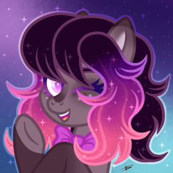 Size: 3000x3000 | Tagged: safe, artist:princessmoonsilver, derpibooru import, oc, oc only, earth pony, pony, ethereal mane, galaxy mane, one eye closed, solo, wink