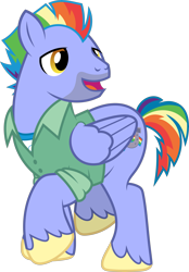 Size: 9533x13698 | Tagged: safe, artist:starryshineviolet, derpibooru import, bow hothoof, pegasus, pony, g4, parental glideance, absurd resolution, clothes, male, open mouth, raised hoof, raised leg, shirt, simple background, solo, stallion, transparent background, unshorn fetlocks, vector