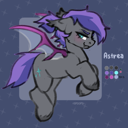 Size: 2300x2300 | Tagged: safe, artist:spoopygander, derpibooru import, oc, oc only, oc:astrea, bat pony, changeling, hybrid, pony, solo