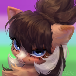 Size: 3000x3000 | Tagged: safe, artist:unt3n, derpibooru import, oc, oc only, oc:amari, pony, blue eyes, bust, gradient background, portrait, solo