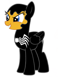 Size: 914x1209 | Tagged: safe, artist:shieldwingarmorofgod, derpibooru import, oc, oc:flare spark, pegasus, g4, female, marvel, simple background, solo, symbiote, transparent background, venom