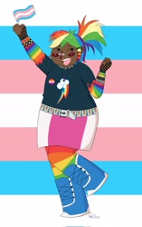 Size: 1290x2048 | Tagged: safe, artist:crynaibu, rainbow dash, human, humanized, pride, pride flag, solo, transgender pride flag