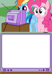 Size: 564x800 | Tagged: safe, artist:lee-sherman, pinkie pie, rainbow dash, earth pony, pegasus, pony, g4, duo, exploitable, exploitable meme, female, folded wings, frown, mare, meme, obligatory, simple background, template, transparent background, tv meme, wings