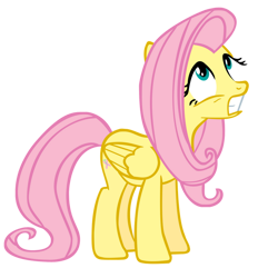 Size: 900x900 | Tagged: safe, artist:angel-the-bunny, derpibooru import, fluttershy, pegasus, pony, g4, female, folded wings, gritted teeth, looking up, mare, simple background, solo, teeth, transparent background, vector, wings