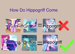 Size: 2128x1553 | Tagged: safe, derpibooru import, edit, edited screencap, screencap, gallus, princess twilight 2.0, silverstream, twilight sparkle, twilight sparkle (alicorn), unicorn twilight, alicorn, classical hippogriff, griffon, hippogriff, unicorn, g4, school daze, school raze, the last problem, female, future twilight, golden oaks library, male, older, older twilight, older twilight sparkle (alicorn), trio