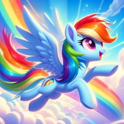 Size: 1024x1024 | Tagged: source needed, safe, ai content, derpibooru import, machine learning generated, rainbow dash, pegasus, pony, g4, prompter needed, wrong cutie mark