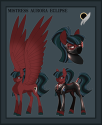 Size: 1686x2067 | Tagged: safe, artist:parrpitched, derpibooru import, oc, oc only, oc:aurora eclipse(fireverse), pegasus, alternate universe, clothes, fireheart76's latex suit design, latex, latex suit, pegasus oc, prisoners of the moon, reference sheet, rubber, rubber suit