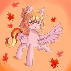 Size: 4096x4096 | Tagged: safe, artist:dw_atias, derpibooru import, oc, oc only, oc:phoenix perch, pegasus, female, gradient background, leaves, solo