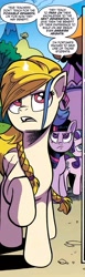 Size: 1932x6236 | Tagged: safe, artist:andypriceart, derpibooru import, idw, golden feather, princess celestia, starlight glimmer, twilight sparkle, alicorn, pegasus, pony, unicorn, g4, spoiler:comic, spoiler:comic65, celestia is not amused, disguise, disguised celestia, horn, official comic, ponyville, starlight glimmer is not amused, twilight sparkle is not amused, unamused