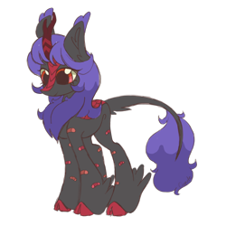 Size: 2048x2048 | Tagged: safe, artist:cupute, derpibooru import, oc, oc only, oc:ruby ash, kirin, bandaid, cute, ear fluff, ears, gray coat, hoof fluff, long mane, png, purple mane, red eyes, simple background, solo, tail, tail fluff, transparent background